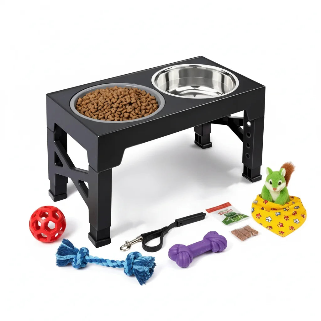 Support eleve avec gamelles pour chien - vue 3